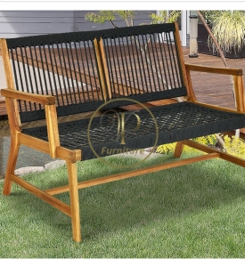 Ghế becnh 2 đan dây : 1200*600*700mm gỗ Acacia màu oil mẫu 3