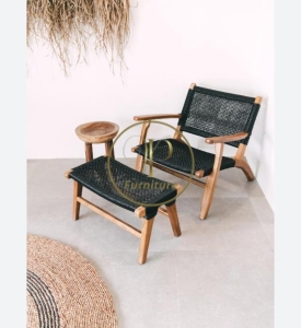 Ghế đơn đan mây có gác chắn mẫu 4