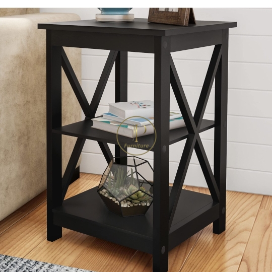 Kệ đầu giường :370*370*550mm mdf +gỗ Acacia sơn nc mẫu 5