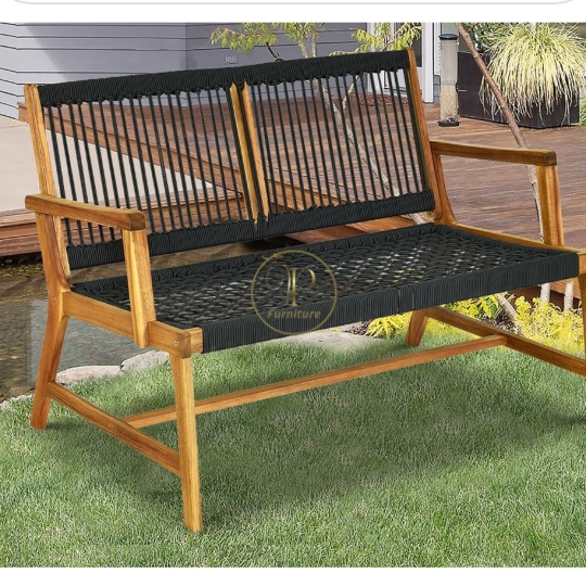 Ghế becnh 2 đan dây : 1200*600*700mm gỗ Acacia màu oil mẫu 3