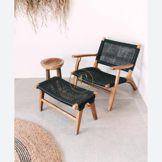 Ghế đơn đan mây có gác chắn mẫu 4