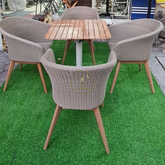 Bộ bàn cà phê đan mây mẫu 3