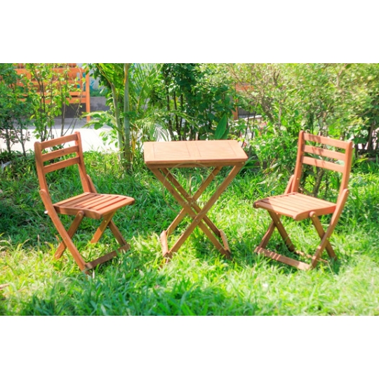 Bộ bistro xếp : 600*600*720mm ghế 380*500*800mm gỗ Acacia màu oil mẫu 1