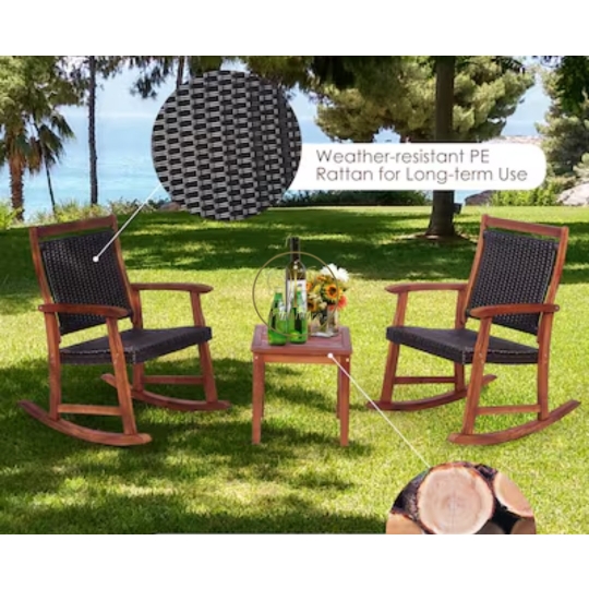 Bộ bàn Ghế roocking đan mây mẫu 2