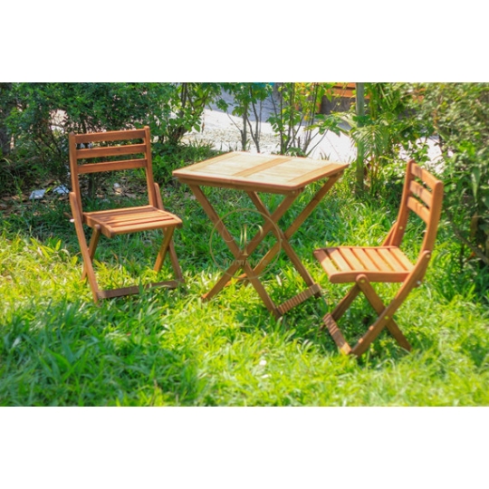 Bộ bistro xếp : 600*600*720mm ghế 380*500*800mm gỗ Acacia màu oil mẫu 1