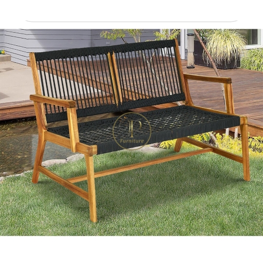 Ghế becnh 2 đan dây : 1200*600*700mm gỗ Acacia màu oil mẫu 3