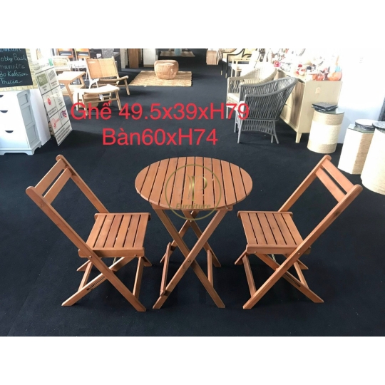 Bộ bàn ghế xếp gấp: Bàn 60xH74, Ghế 49.5x39xH79