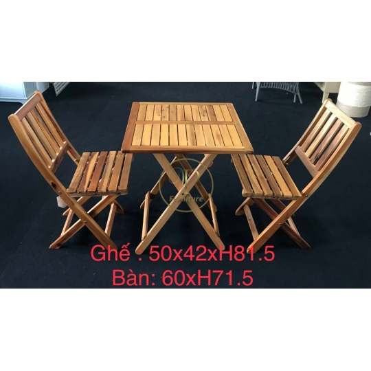Bộ bàn ghế xếp gấp: Bàn 60xH71.5, Ghế 50x42xH81.5